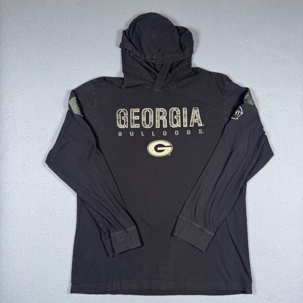 Colosseum Georgia Bulldogs Hoodie Men XL Black Cotton OHT Military Camo USA Logo